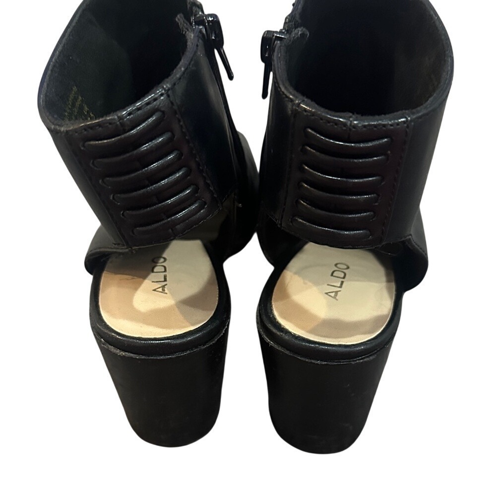 Aldo Black Heeled Peep-Toe Boots - Picture 2 of 2